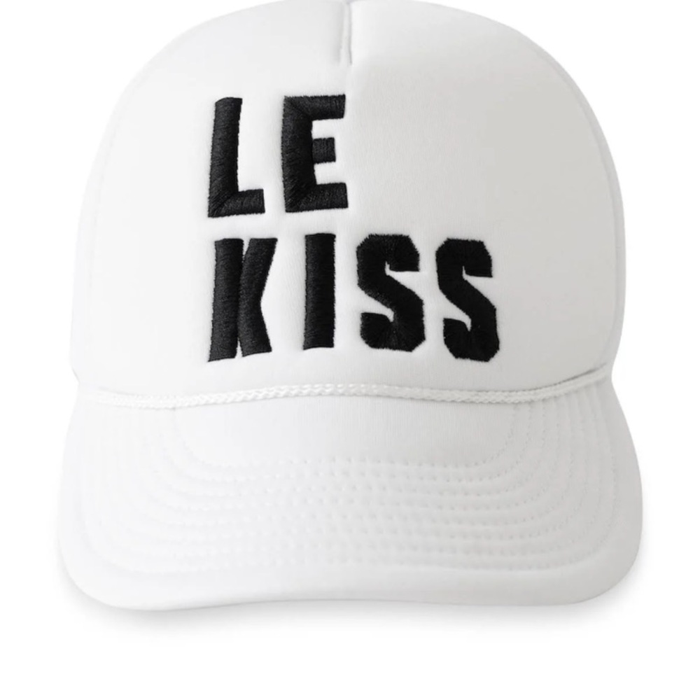 Kerri Rosenthal Le Kiss Trucker Hat in White OS